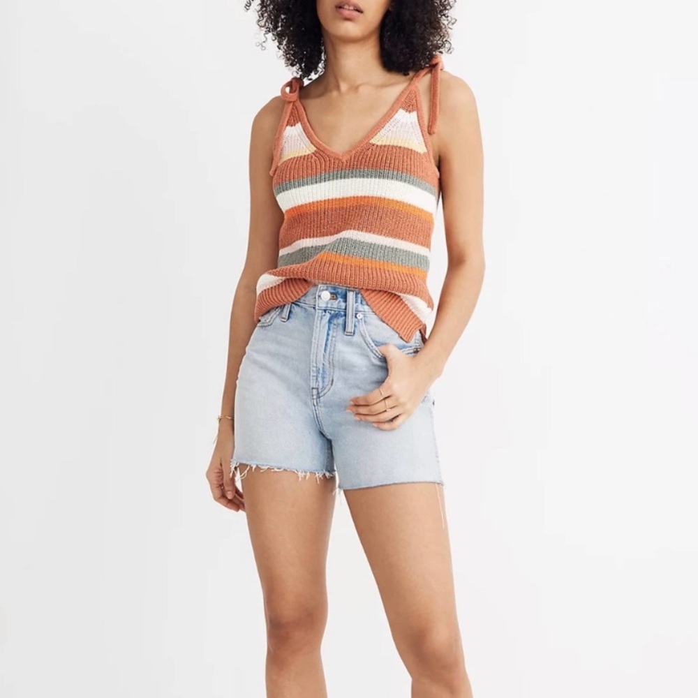 Madewell striped knit crochet top NWT